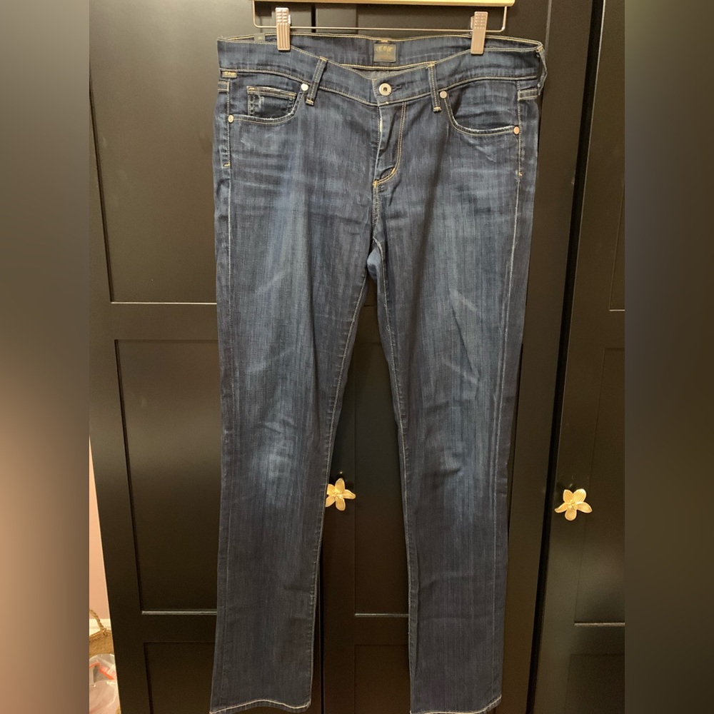 Citizens Of Humanity Womens Dark Blue Straight Leg Jeans size 31 tall